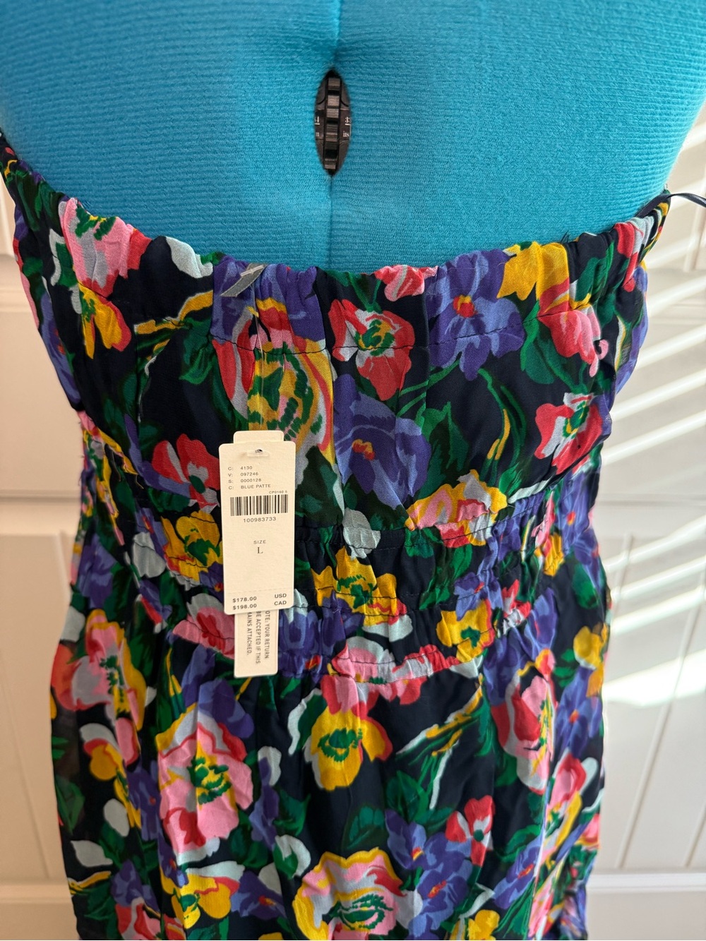 Anthropologie Strapless Floral Tiered Maxi Dress — Black with Multicolor Floral - Picture 8 of 9
